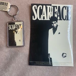COPY - Set SCARFACE TONY PACINO Keychain & Decal /Sticker BLACK WHITE ZIPPER MO…